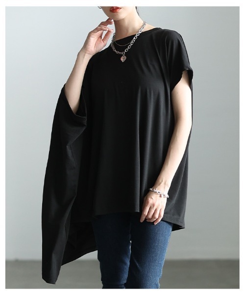 Sawa a la mode(サワアラモード)の「アシンメトリーチュニックカットソー(Tシャツ/カットソー・レディース・グレー/ホワイト/ブラック・FREE)」の22枚目の写真