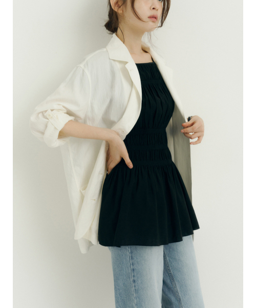 Yuje(ユジェ)の「AIRY TRENCH JACKET (2color)(テーラードジャケット・レディース・Off White/チャコールグレー・FREE)」の9枚目の写真