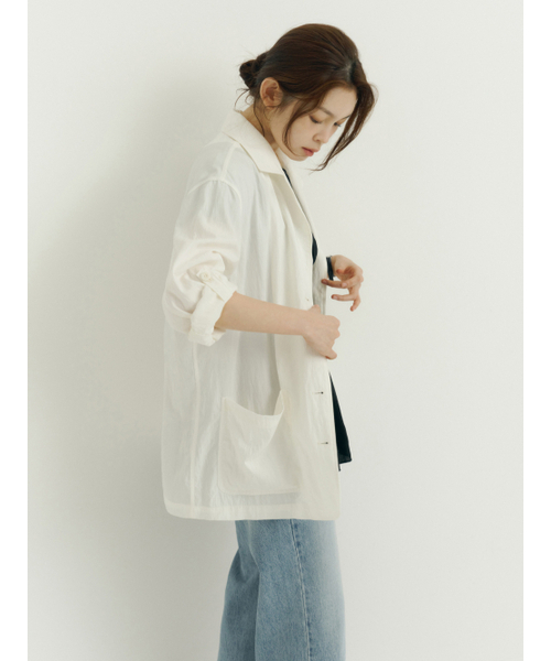Yuje(ユジェ)の「AIRY TRENCH JACKET (2color)(テーラードジャケット・レディース・Off White/チャコールグレー・FREE)」の10枚目の写真