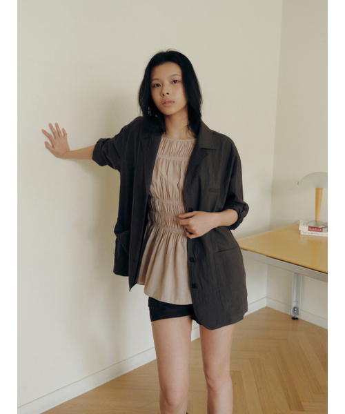 Yuje(ユジェ)の「AIRY TRENCH JACKET (2color)(テーラードジャケット・レディース・Off White/チャコールグレー・FREE)」の17枚目の写真
