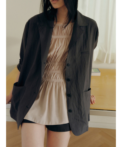 Yuje(ユジェ)の「AIRY TRENCH JACKET (2color)(テーラードジャケット・レディース・Off White/チャコールグレー・FREE)」の18枚目の写真