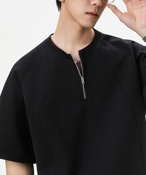 TOBEE(トゥビー)の「【TOBEE】ルーズシルエットプルオーバー半袖 ハーフジップTシャツ(Tシャツ/カットソー・メンズ・グレー/ブラック・MEDIUM/LARGE/X-LARGE)」の3枚目の写真