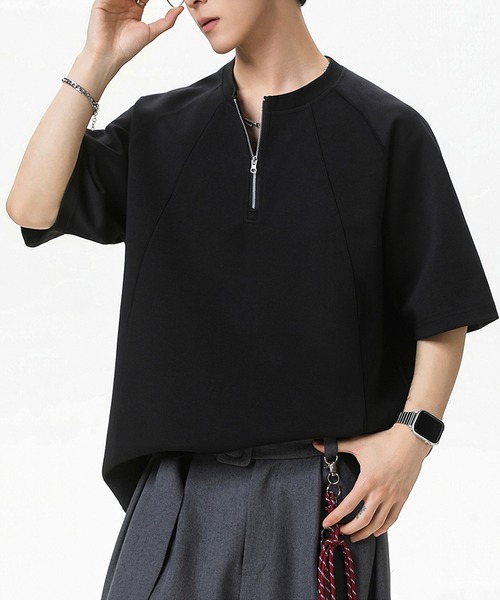 TOBEE(トゥビー)の「【TOBEE】ルーズシルエットプルオーバー半袖 ハーフジップTシャツ(Tシャツ/カットソー・メンズ・グレー/ブラック・MEDIUM/LARGE/X-LARGE)」の6枚目の写真