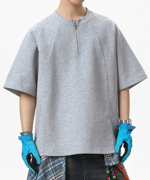 TOBEE(トゥビー)の「【TOBEE】ルーズシルエットプルオーバー半袖 ハーフジップTシャツ(Tシャツ/カットソー・メンズ・グレー/ブラック・MEDIUM/LARGE/X-LARGE)」の10枚目の写真