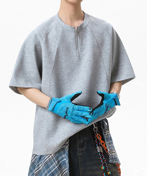 TOBEE(トゥビー)の「【TOBEE】ルーズシルエットプルオーバー半袖 ハーフジップTシャツ(Tシャツ/カットソー・メンズ・グレー/ブラック・MEDIUM/LARGE/X-LARGE)」の12枚目の写真