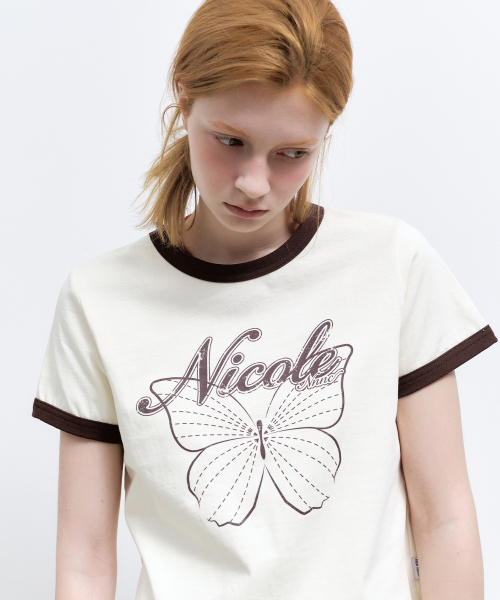 NICK&NICOLE（ニックアンドニコール）の「BUTTERFLY RINGER CROP TOP_CREAM（Tシャツ/カットソー・レディース・その他・FREE）」の3枚目の写真