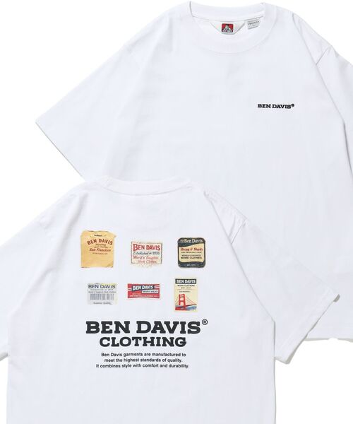 BEN DAVIS(ベンデイビス)の「【BEN DAVIS(ベンデイビス)】 LABELS TEE / Tシャツ 半袖 クルーネック 刺繍 ワンポイント プリント ユニセックス オーバーサイズ(Tシャツ/カットソー・メンズ・ブラック/グリーン系その他3/ホワイト・LARGE/MEDIUM/X-LARGE)」の2枚目の写真
