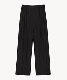 CUFF WOOL FABRIC TROUSERS_BLACK