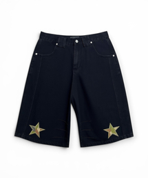 BORN SLIPPY（ボーンスリッピー）の「Cowboys Camo Star Bermuda Shorts (Black)（デニムパンツ）」