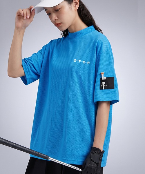 antiqua(アンティカ)の「【STCH】メッシュ生地 吸水速乾 モックネック プルオーバー(Tシャツ/カットソー・レディース・グリーン/ブルー/ブラック/ホワイト・LXL/ML)」の4枚目の写真