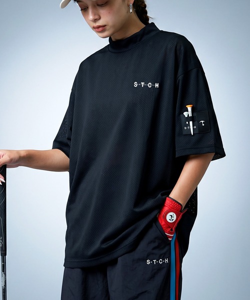 antiqua(アンティカ)の「【STCH】メッシュ生地 吸水速乾 モックネック プルオーバー(Tシャツ/カットソー・レディース・グリーン/ブルー/ブラック/ホワイト・LXL/ML)」の3枚目の写真