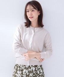 【洗える/アンサンブル可】コットンクルーネックカーディガン