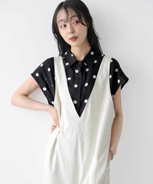 SUGAR BISKET(シュガービスケット)の「フレンチスリーブ シアーシャツ(シャツ/ブラウス・レディース・ホワイト/ブラック/ブラウン・フリー)」の2枚目の写真