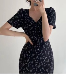 花柄リボンワンピース