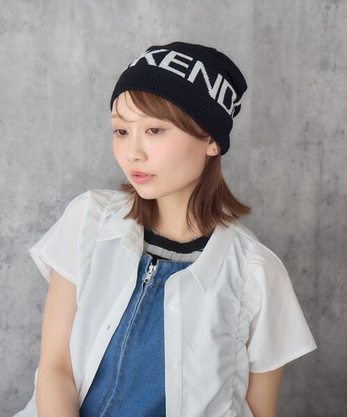 RETRO GIRL(レトロガール)の「ロゴニットビーニー(ニットキャップ/ビーニー・レディース・オフホワイト/ブラック・ONE SIZE)」の2枚目の写真