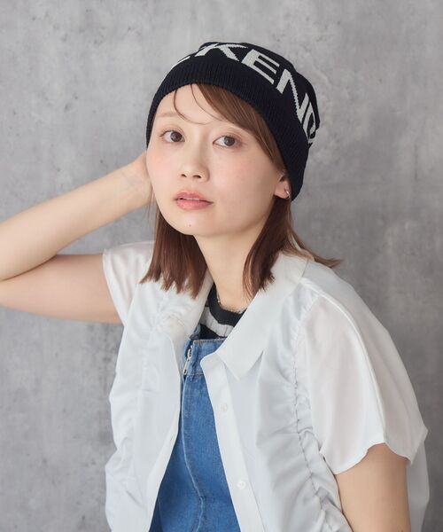 RETRO GIRL(レトロガール)の「ロゴニットビーニー(ニットキャップ/ビーニー・レディース・オフホワイト/ブラック・ONE SIZE)」の5枚目の写真
