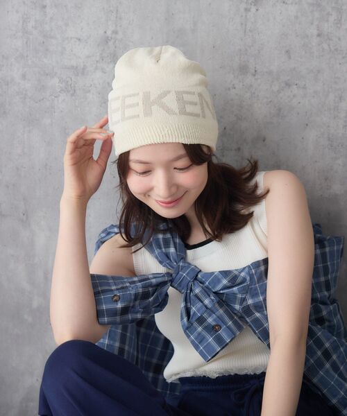 RETRO GIRL(レトロガール)の「ロゴニットビーニー(ニットキャップ/ビーニー・レディース・オフホワイト/ブラック・ONE SIZE)」の13枚目の写真