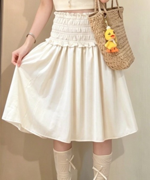 Mela(メラ)の「2WAY シャーリングサテン ベアトップ&スカート(チューブトップ・レディース・ホワイト・S/L/M)」の11枚目の写真