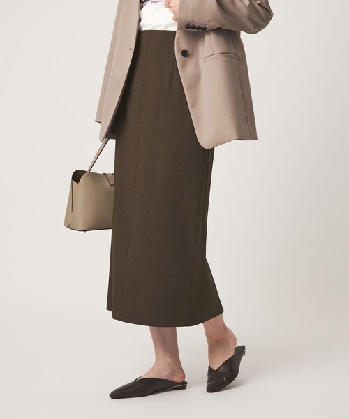 green label relaxing（グリーンレーベルリラクシング）の「［size SHORTあり］fleurie(フルリー) タイト スカート（スカート・レディース・ネイビー/ダークブラウン・SHORT/36/38）」の2枚目の写真