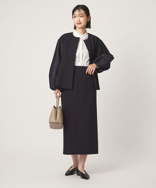 green label relaxing（グリーンレーベルリラクシング）の「［size SHORTあり］fleurie(フルリー) タイト スカート（スカート・レディース・ネイビー/ダークブラウン・SHORT/36/38）」の4枚目の写真