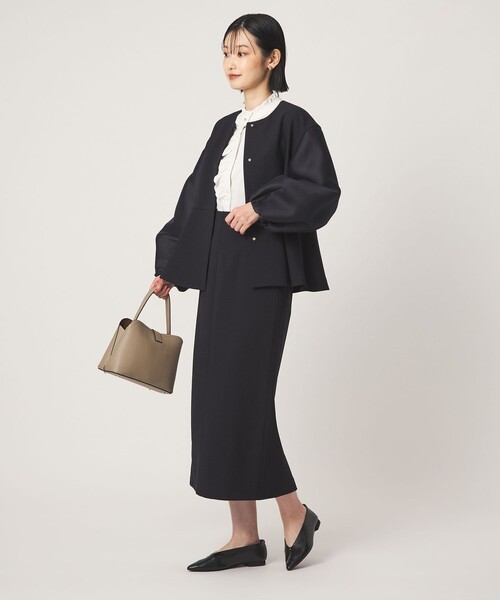 green label relaxing（グリーンレーベルリラクシング）の「［size SHORTあり］fleurie(フルリー) タイト スカート（スカート・レディース・ネイビー/ダークブラウン・SHORT/36/38）」の5枚目の写真