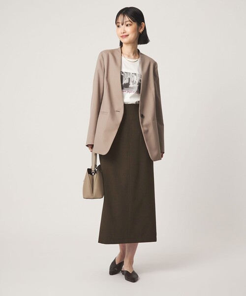 green label relaxing（グリーンレーベルリラクシング）の「［size SHORTあり］fleurie(フルリー) タイト スカート（スカート・レディース・ネイビー/ダークブラウン・SHORT/36/38）」の7枚目の写真