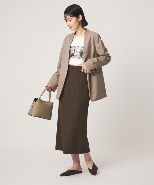 green label relaxing（グリーンレーベルリラクシング）の「［size SHORTあり］fleurie(フルリー) タイト スカート（スカート・レディース・ネイビー/ダークブラウン・SHORT/36/38）」の8枚目の写真