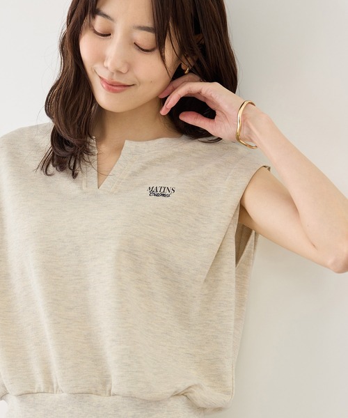 ROPE' PICNIC(ロペピクニック)の「キーネックラメ入りミニ裏毛トップス/汗染み防止・セットアップ対応(Tシャツ/カットソー・レディース・グレー系その他/チャコールグレー/ライトグレー・FREE)」の3枚目の写真