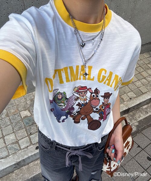CIAOPANIC(チャオパニック)の「【TOY STORY/トイ・ストーリー】アソートプリントリンガーTシャツ(Tシャツ/カットソー・レディース・イエロー/レッド/キャメル/グリーン・FREE)」の17枚目の写真