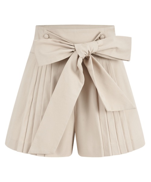 andwang(アンドワン)の「Ribbon Tie Arrange Shorts(スカート・レディース・チェック/ベージュ/ブラック・SMALL/MEDIUM)」の3枚目の写真