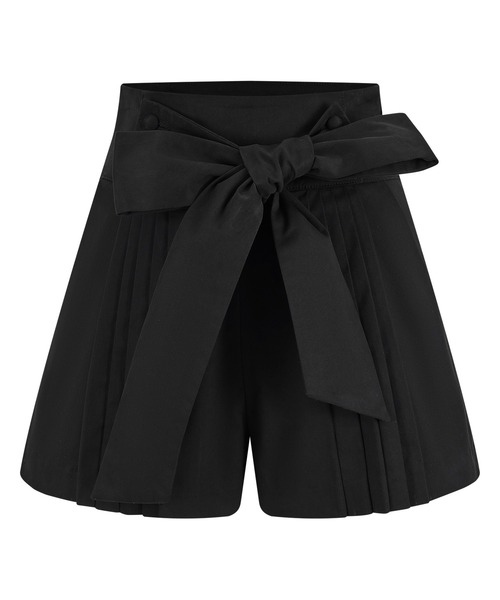 andwang(アンドワン)の「Ribbon Tie Arrange Shorts(スカート・レディース・チェック/ベージュ/ブラック・SMALL/MEDIUM)」の2枚目の写真