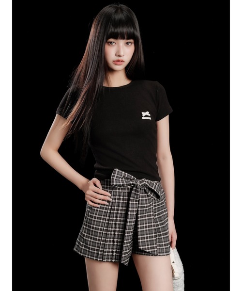 andwang(アンドワン)の「Ribbon Tie Arrange Shorts(スカート・レディース・チェック/ベージュ/ブラック・SMALL/MEDIUM)」の16枚目の写真