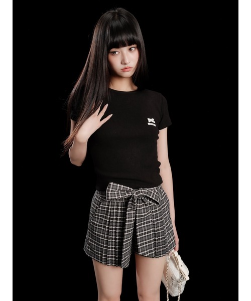 andwang(アンドワン)の「Ribbon Tie Arrange Shorts(スカート・レディース・チェック/ベージュ/ブラック・SMALL/MEDIUM)」の17枚目の写真