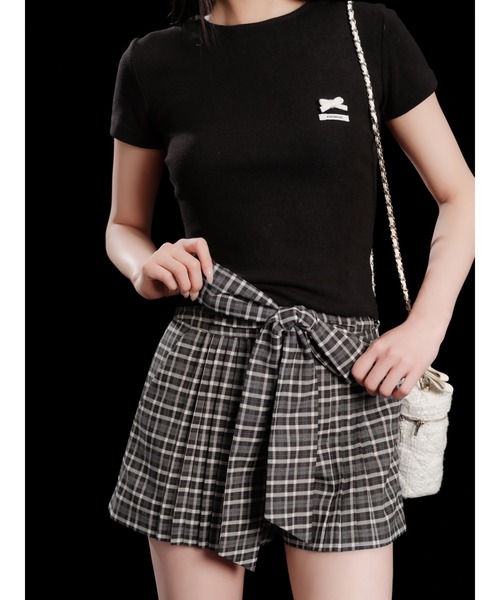 andwang(アンドワン)の「Ribbon Tie Arrange Shorts(スカート・レディース・チェック/ベージュ/ブラック・SMALL/MEDIUM)」の18枚目の写真