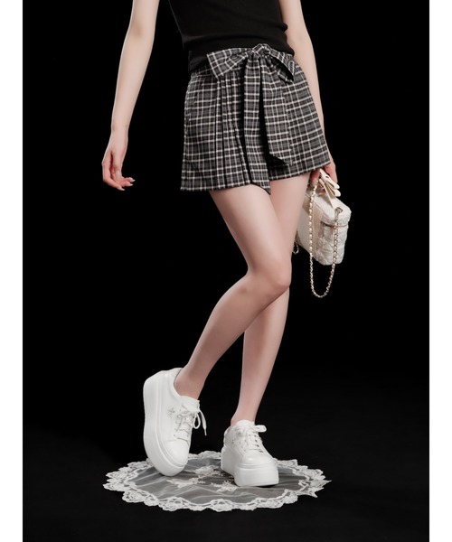 andwang(アンドワン)の「Ribbon Tie Arrange Shorts(スカート・レディース・チェック/ベージュ/ブラック・SMALL/MEDIUM)」の19枚目の写真