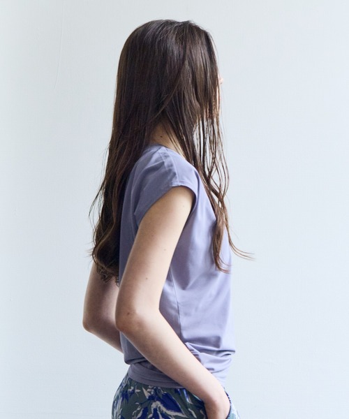 Julier Yoga and Relax（ジュリエヨガアンドリラックス）の「Julier (定番)Ecocoフレンチスリーブトップス（Tシャツ/カットソー・レディース・ブラック/ブラウン/ラベンダー/ホワイト・0/1）」の11枚目の写真