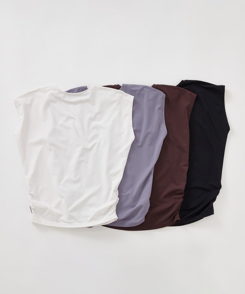 Julier Yoga and Relax（ジュリエヨガアンドリラックス）の「Julier (定番)Ecocoフレンチスリーブトップス（Tシャツ/カットソー・レディース・ブラック/ブラウン/ラベンダー/ホワイト・0/1）」の6枚目の写真