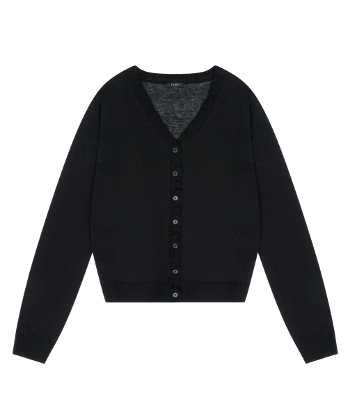 VLETI（ブレッティ）の「Linen Blend Double-Layer V-Neck Cardigan (black)（ニット/セーター・レディース・ブラック・FREE）」の2枚目の写真