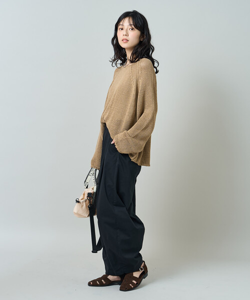 FREAK'S STORE(フリークスストア)の「オーバーサイズ メッシュニットプルオーバー/ ルーズ シアーニット(ニット/セーター・レディース・オフホワイト/チャコール/ベージュ・フリ-)」の13枚目の写真