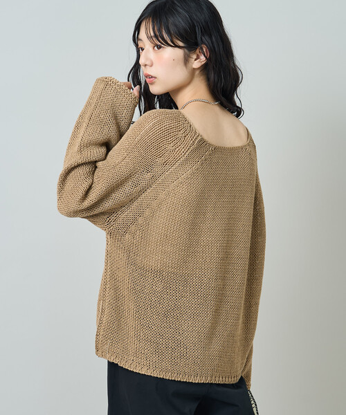 FREAK'S STORE(フリークスストア)の「オーバーサイズ メッシュニットプルオーバー/ ルーズ シアーニット(ニット/セーター・レディース・オフホワイト/チャコール/ベージュ・フリ-)」の17枚目の写真