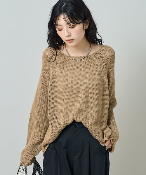 FREAK'S STORE(フリークスストア)の「オーバーサイズ メッシュニットプルオーバー/ ルーズ シアーニット(ニット/セーター・レディース・オフホワイト/チャコール/ベージュ・フリ-)」の18枚目の写真