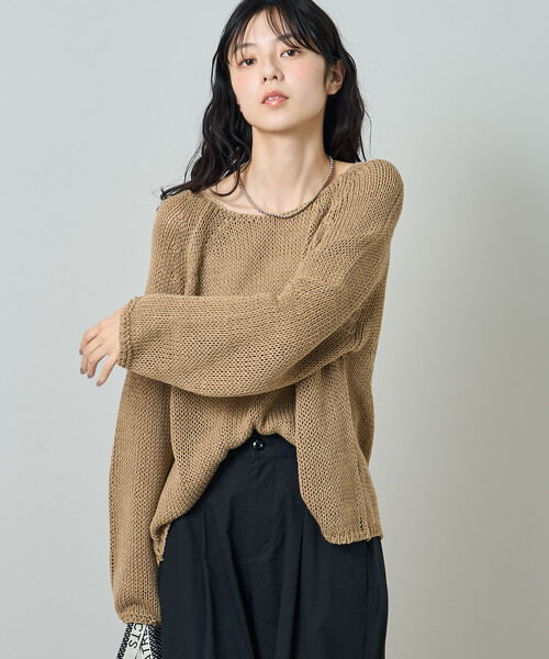 FREAK'S STORE(フリークスストア)の「オーバーサイズ メッシュニットプルオーバー/ ルーズ シアーニット(ニット/セーター・レディース・オフホワイト/チャコール/ベージュ・フリ-)」の20枚目の写真