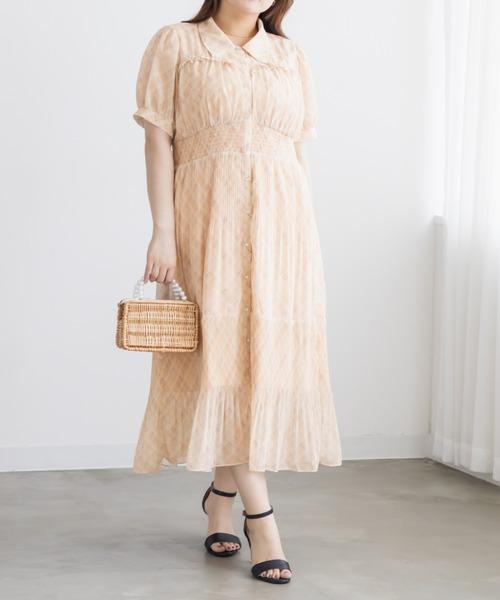 CLETTE(クレット)の「シアーチェックプリーツワンピース(ワンピース・レディース・ラベンダー/ブルー/ベージュ・3L/4L/LL)」の22枚目の写真