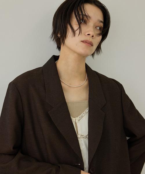 SALON adam et rope'（サロン アダム エ ロペ）の「ビスコースウールエフォートレスジャケット / セットアップ対応（テーラードジャケット・レディース・ブラウン/ブラック・FREE）」の13枚目の写真