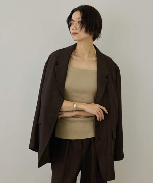 SALON adam et rope'（サロン アダム エ ロペ）の「ビスコースウールエフォートレスジャケット / セットアップ対応（テーラードジャケット・レディース・ブラウン/ブラック・FREE）」の16枚目の写真