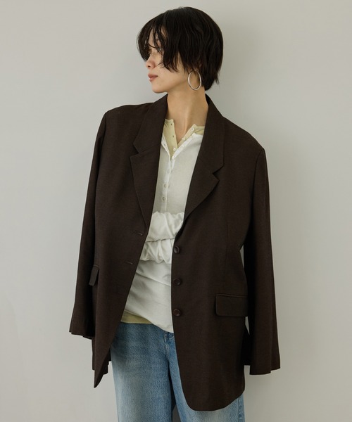 SALON adam et rope'（サロン アダム エ ロペ）の「ビスコースウールエフォートレスジャケット / セットアップ対応（テーラードジャケット・レディース・ブラウン/ブラック・FREE）」の18枚目の写真