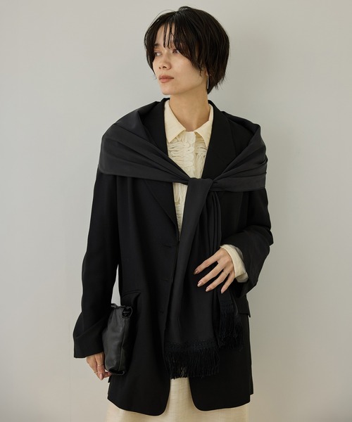 SALON adam et rope'（サロン アダム エ ロペ）の「ビスコースウールエフォートレスジャケット / セットアップ対応（テーラードジャケット・レディース・ブラウン/ブラック・FREE）」の20枚目の写真