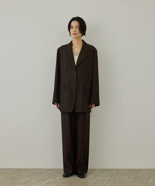SALON adam et rope'（サロン アダム エ ロペ）の「ビスコースウールエフォートレスジャケット / セットアップ対応（テーラードジャケット・レディース・ブラウン/ブラック・FREE）」の22枚目の写真