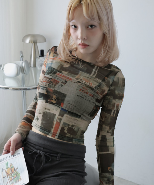 Ulysses(ユリシス)の「シアープリントフィットトップス(Tシャツ/カットソー・レディース・グリーン・S/M/L)」の13枚目の写真