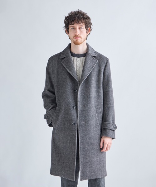 MEN'S BIGI(メンズビギ)の「スーパー140ウールビーバーステンカラーコート(ステンカラーコート・メンズ・ブラウン/グレー・04/03/02/01)」の2枚目の写真